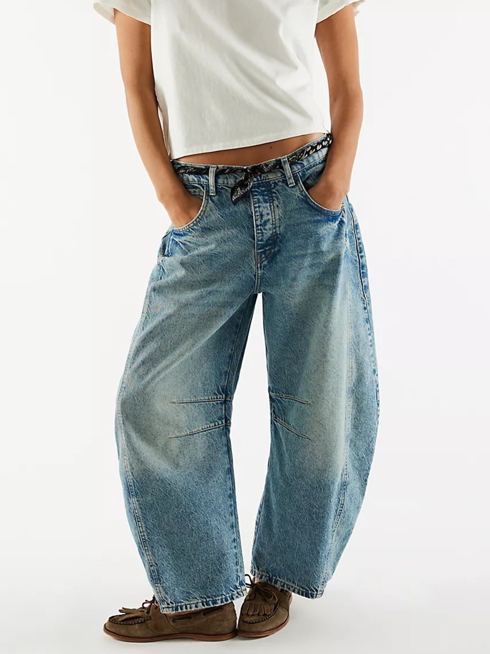 NWT FREE PEOPLE Good Luck Mid Rise Barrel Jeans! - Picture 2 of 11
